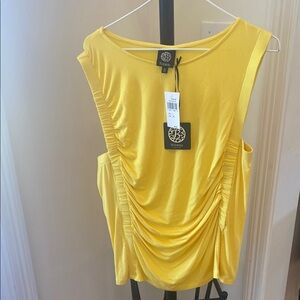 BCBG Bright Yellow Ruched Tank Top